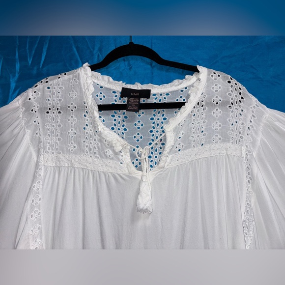 Rain White Eyelet Boho Peasant Top women’s size 3X - Picture 5 of 15